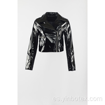 Chaqueta de moto brillante de la PU